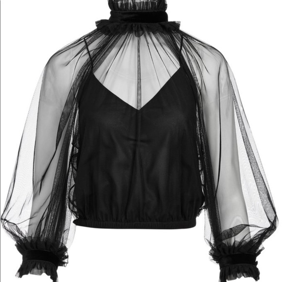 Alice and Olivia ALEXIA MOCK RUFFLE NECK CROP T… - Picture 4 of 5